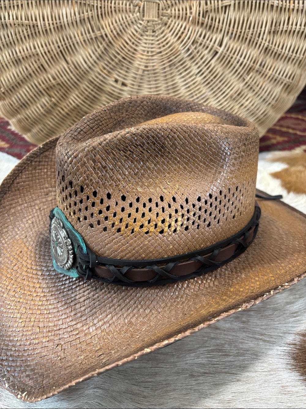 Stampede straw, cowboy hat, size small - Picture 2 of 6